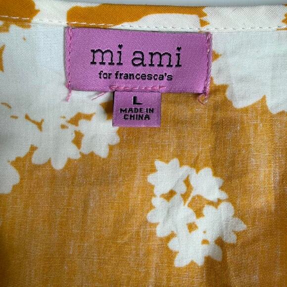 Mi Ami for Francesca’s Mustard Floral Babydoll Milkmaid Dress Cottagecore - Picture 7 of 8